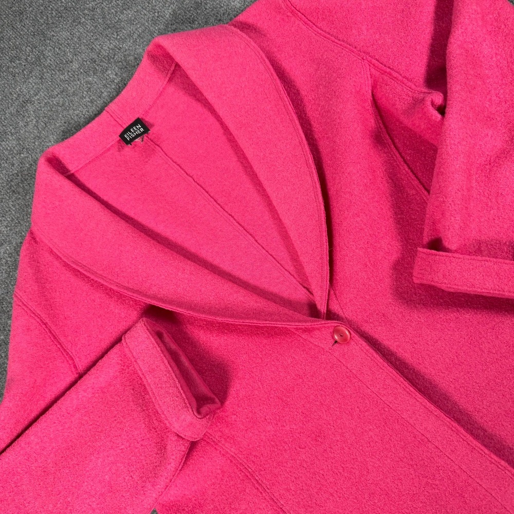 Eileen Fisher Womens Pink Boiled Wool Blend Collar One Button Jacket Sz M #4992